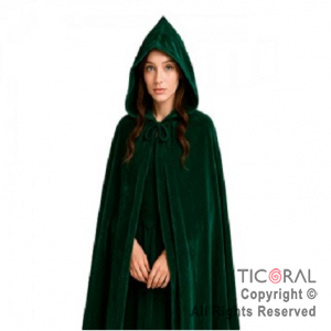 CAPA DE ELFO VERDE CON CAPUCHA ADULTO x 1